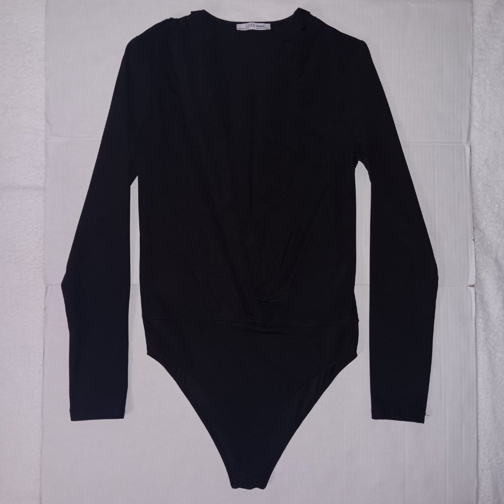 ZARA WOMEN'S LONG SLEEVE V- NECK BODYSUIT TOP